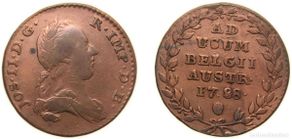 Coins of Spain: Belgium Austrian Netherlands Possession 1788 2 Liards / 2 Oorden - Joseph II Copper Brussels Mint (